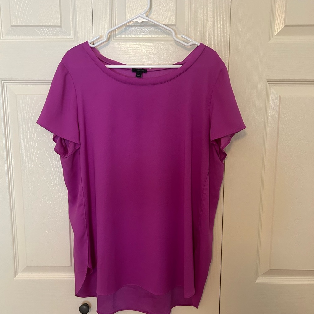 Ann Taylor Blouse - silky feel, “raw” neckline